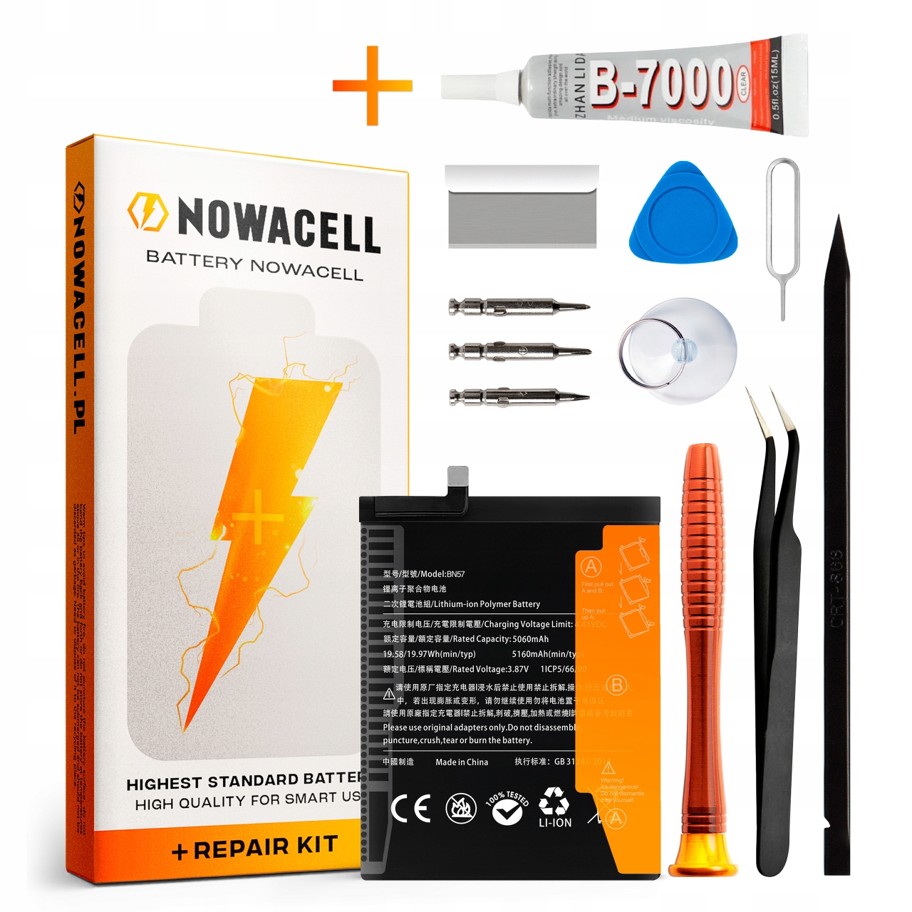 Zestaw Bateria BN57 Klej B7000 do Xiaomi Poco X3 X3 Pro X3 Nfc 5160 mAh