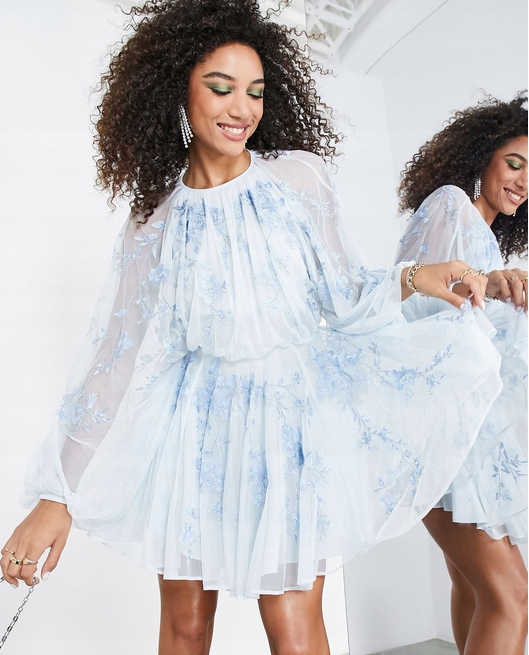 Vyšívaná Tylová Zdobená Rozkládaná Šaty Edition 36 S