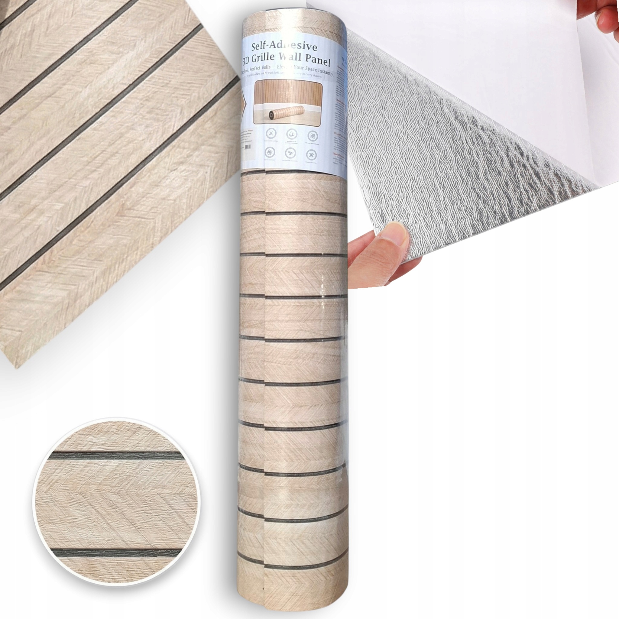 TAPETA SAMOPRZYLEPNA PANELE LAMELE 3D IMITACJA DREWNA OKLEINA ŚCIENNA 3M