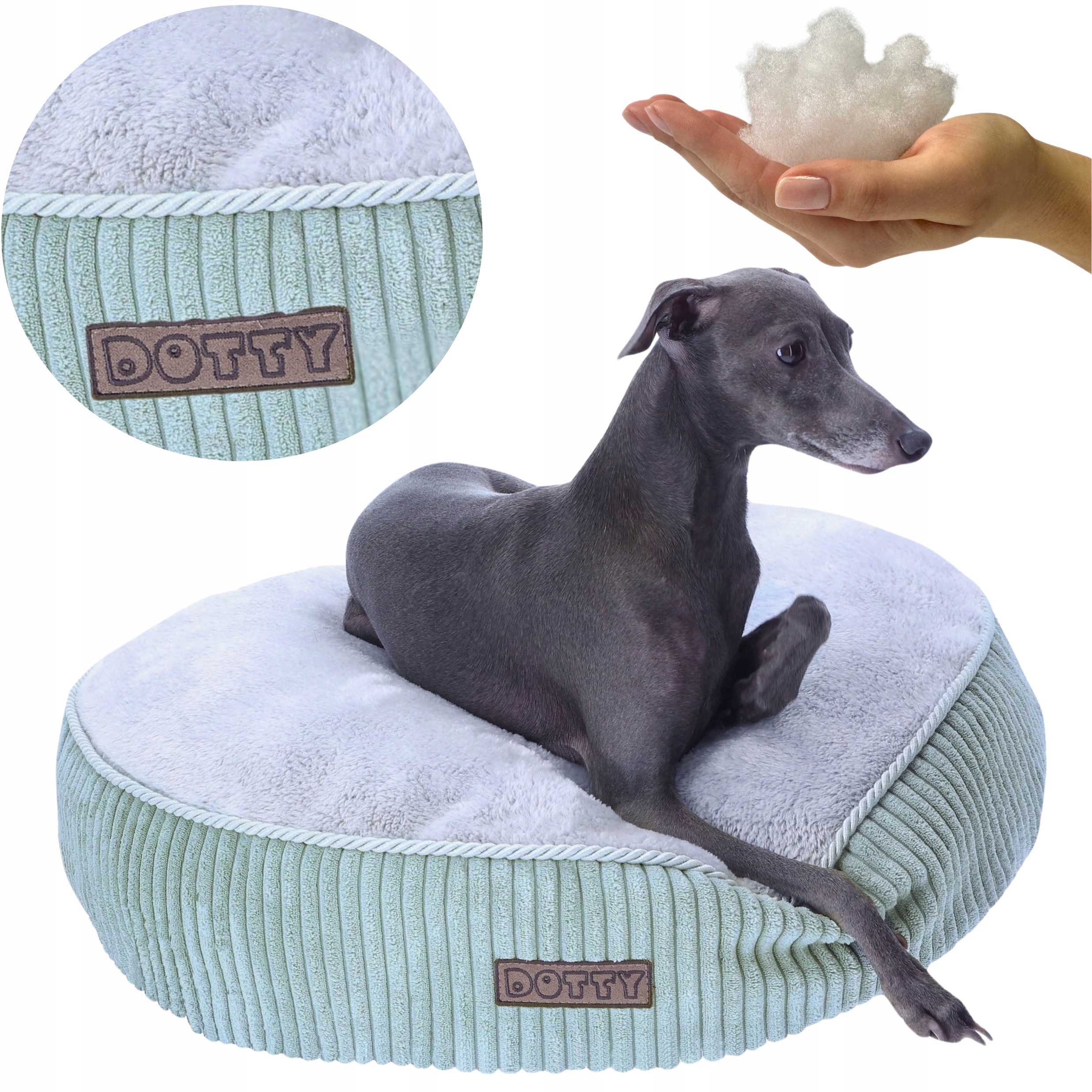 Pelíšek pro psa kulatý Dotty taburet polštář pro kočky plyš minky