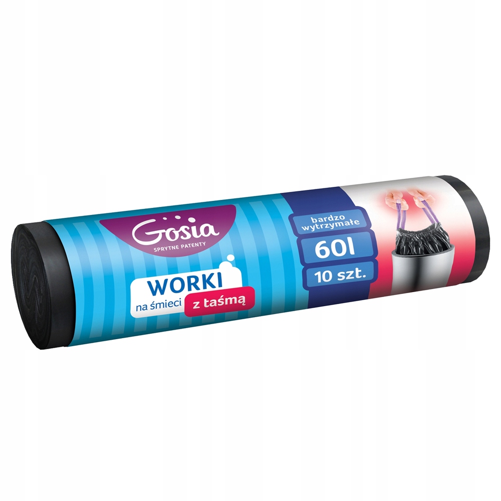 

Gosia Worki Śmieci Mocne Czarne Taśma 60L 10szt