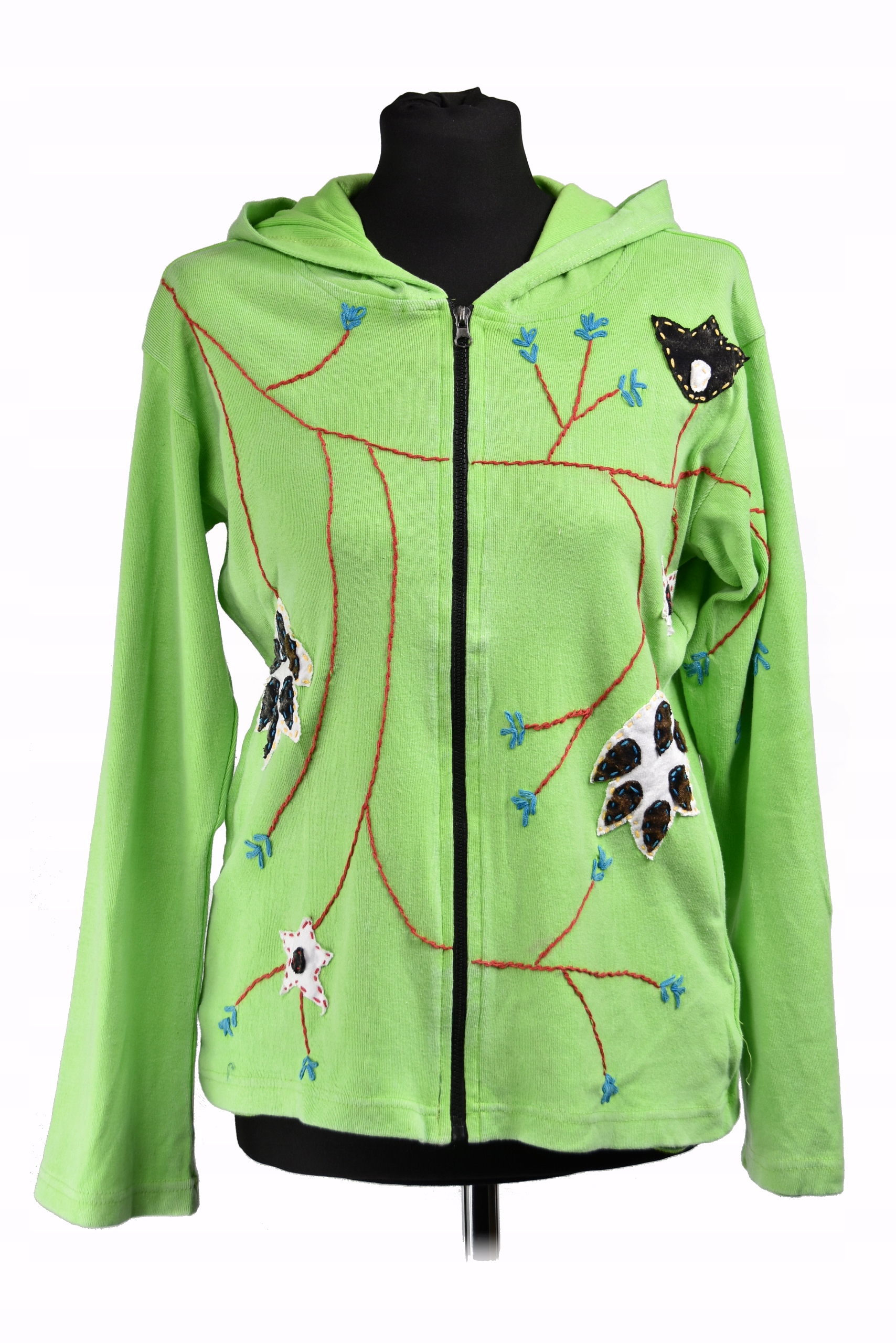 Bavlněná Mikina Ručně šitá, Nepál, nášivky, výšivka