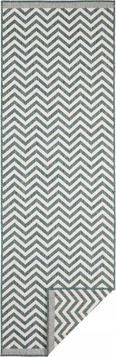 Behúň obojstranný, zeleno krémový, na terasu, šnúrkový, 80 x 350 cm