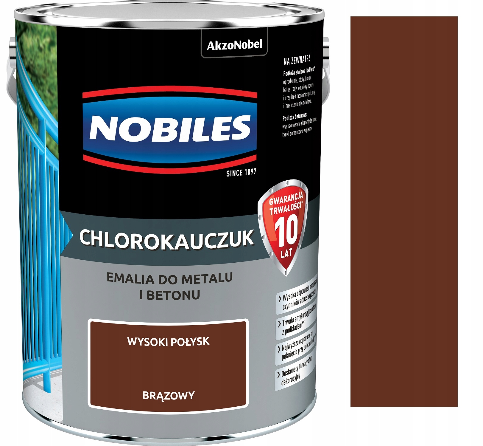 

Nobiles Emalia Chlorokauczuk Brązowy Połysk 5L