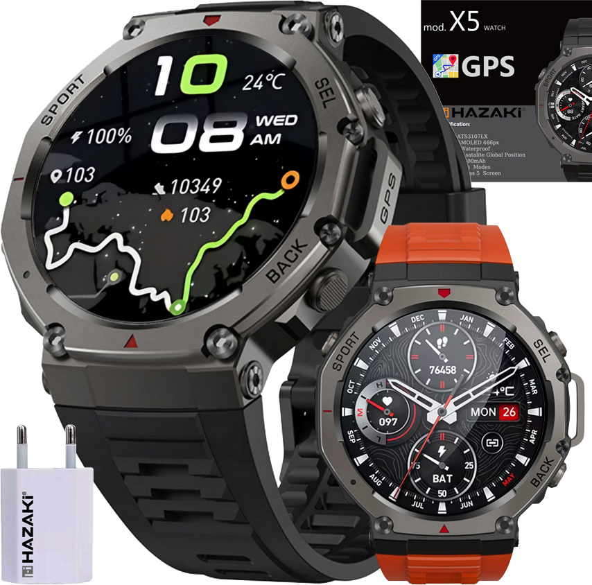 Pánské Hodinky Chytré Hodinky Hazaki Amoled Gps WR50m Gorilla 5 Bt 5.4 Sportovní