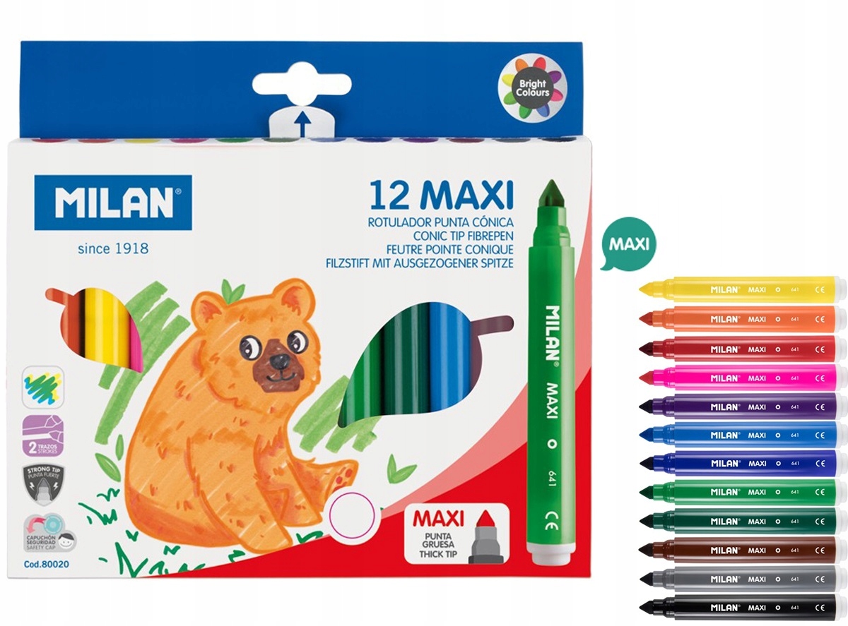 FLAMASTRY MAXI ZE STOŻKOWĄ KOŃCÓWKĄ 12 KOL. 0200