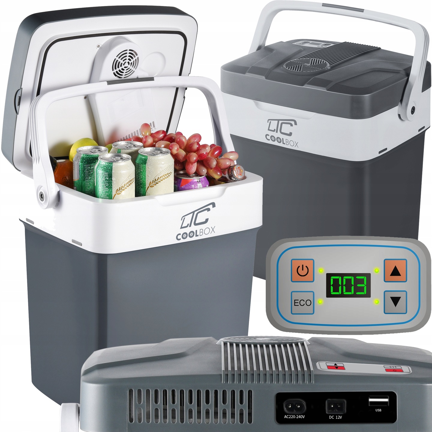 Lodówka Turystyczna Samochodowa 12V/230V Usb 32L XXXL Funkcja Grzania