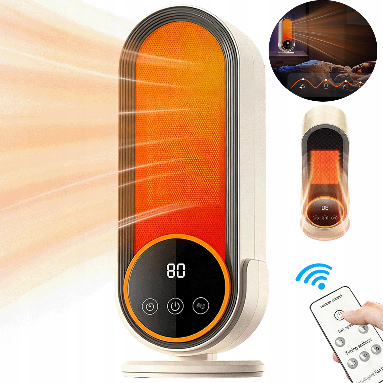 Termoventilátor S Dálkovým Ovládáním, Ochrana Proti Převrácení, Rychlé Zahřátí