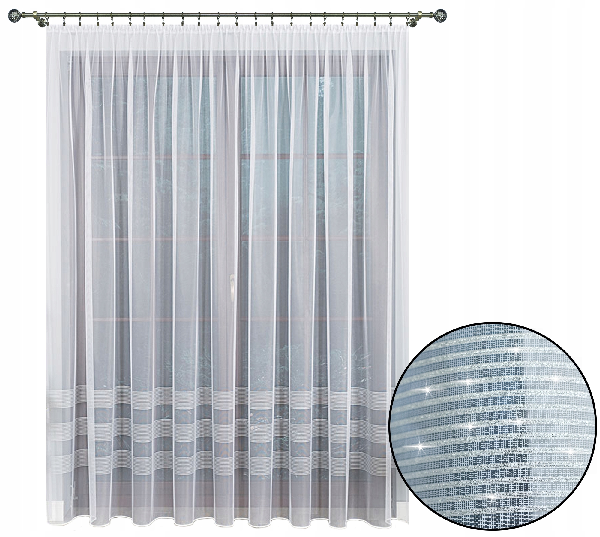 

Gotowa Firanka Żakardowa Z Ołowianką 600X250 Szron