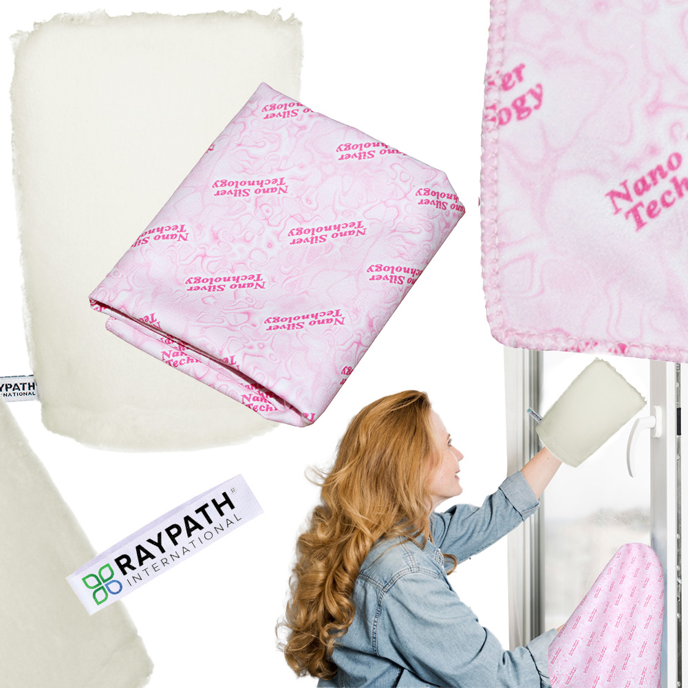 Raypath Zestaw Rękawica Biała na mokro Sunbeam Różowy do Czyszczenia Domu