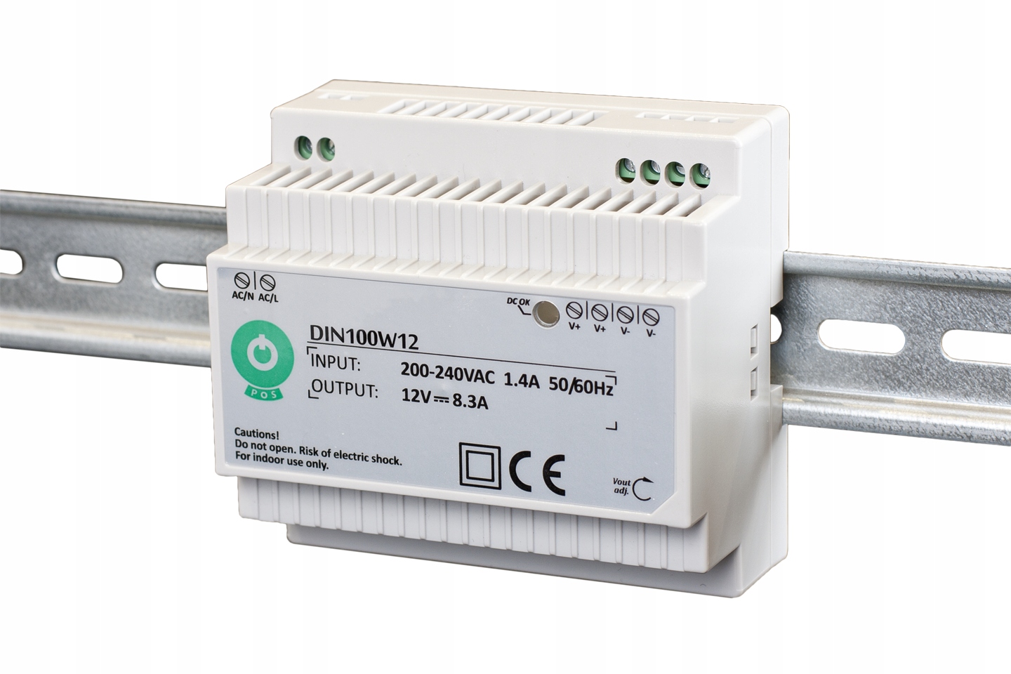 DIN100W48: Din Rail Psu 48V/2A, plastové pouzdro, step type