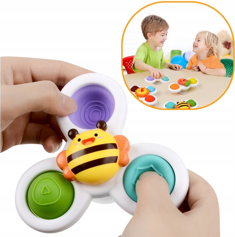 3 SZT FIDGET SPINNER PRZYSSAWKA GRZECHOTKA SENSORYCZNA ZABAWKA DO KĄPIELI Płeć chłopcy dziewczynki