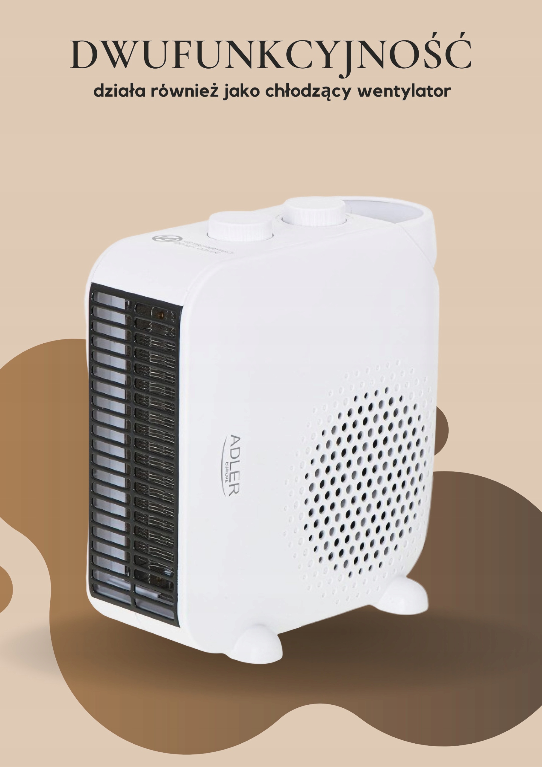 FARELKA OGRZEWANIE ELEKTRYCZNE WENTYLATOR 2 MOCE TERMOWENTYLATOR GRZEJNIK Marka Adler