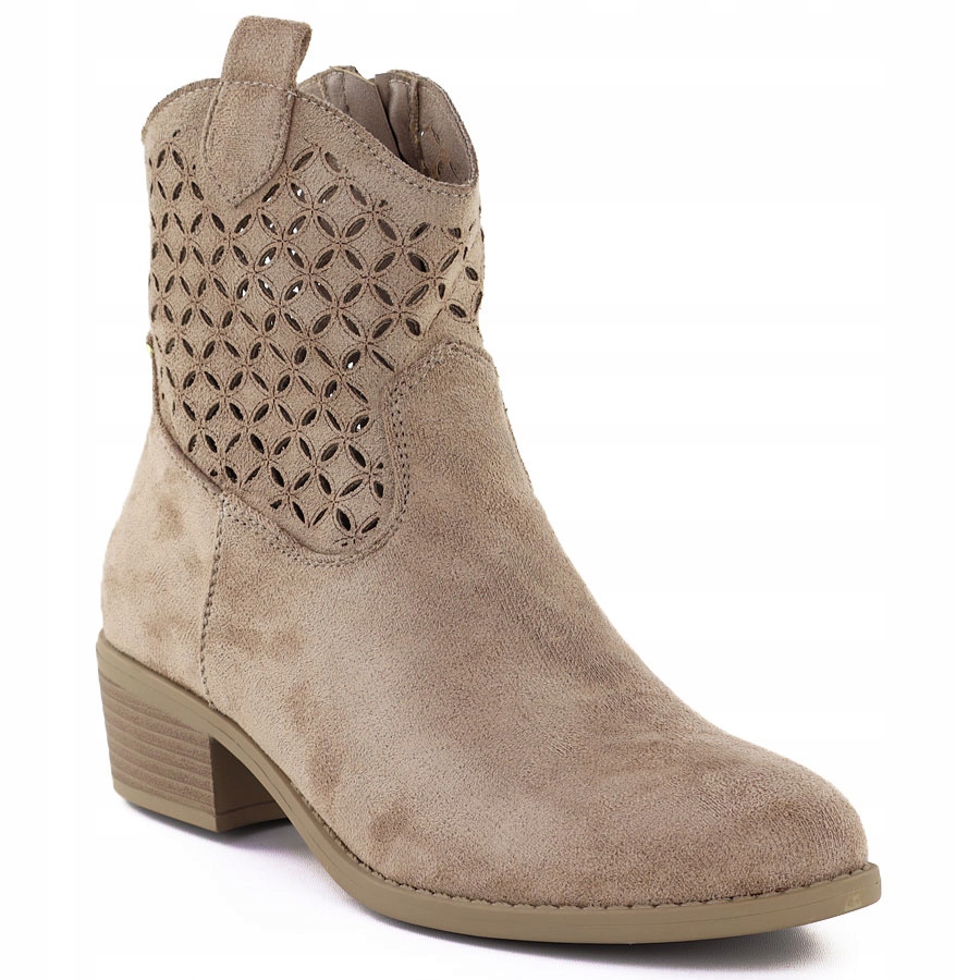 Dámské kotníkové boty kovbojské boty ažurové hnědé Jezzi RMR2353-16 36