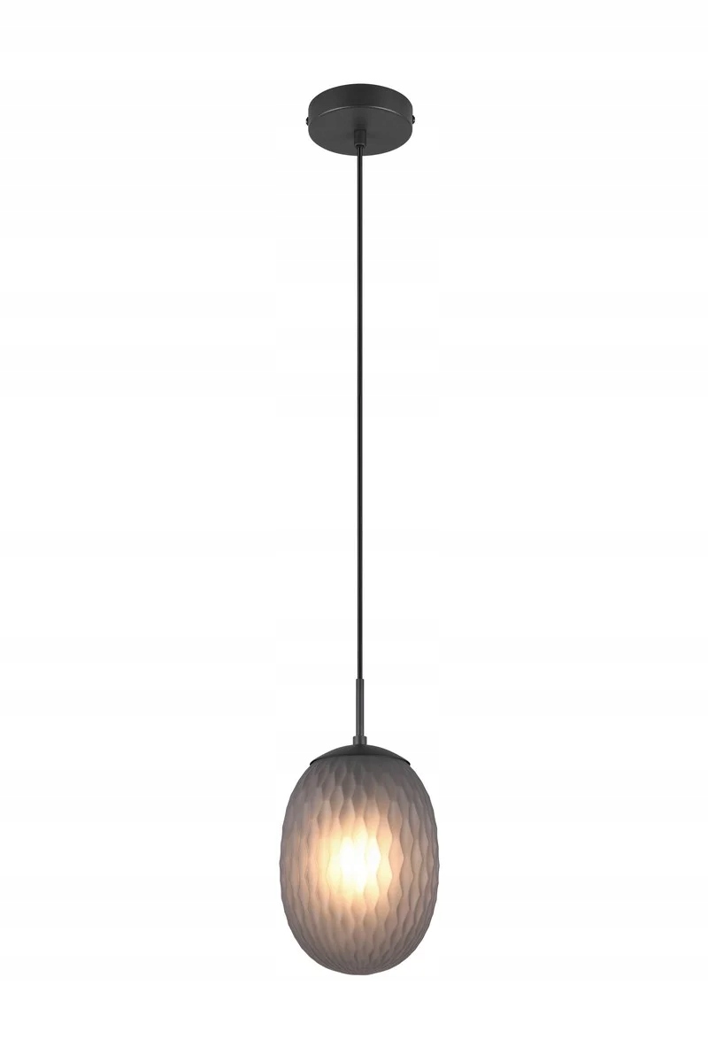 Závěsná lampa minimalistická černá s kouřovým stínidlem Facette Trio