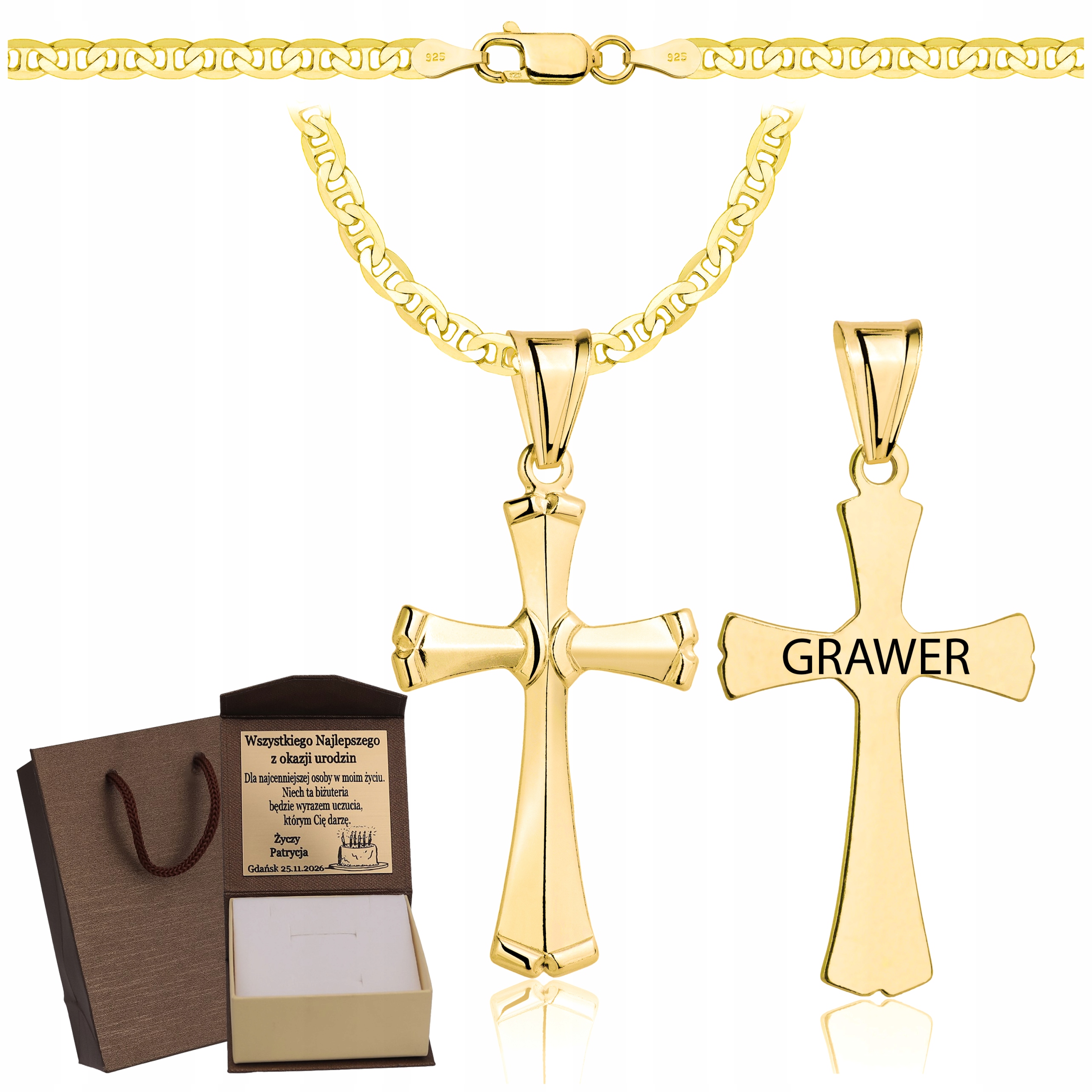 Gucci Řetízek Řetízek S Křížkem Ryzost 925 S Celým Řetízkem Gravírování Bonus