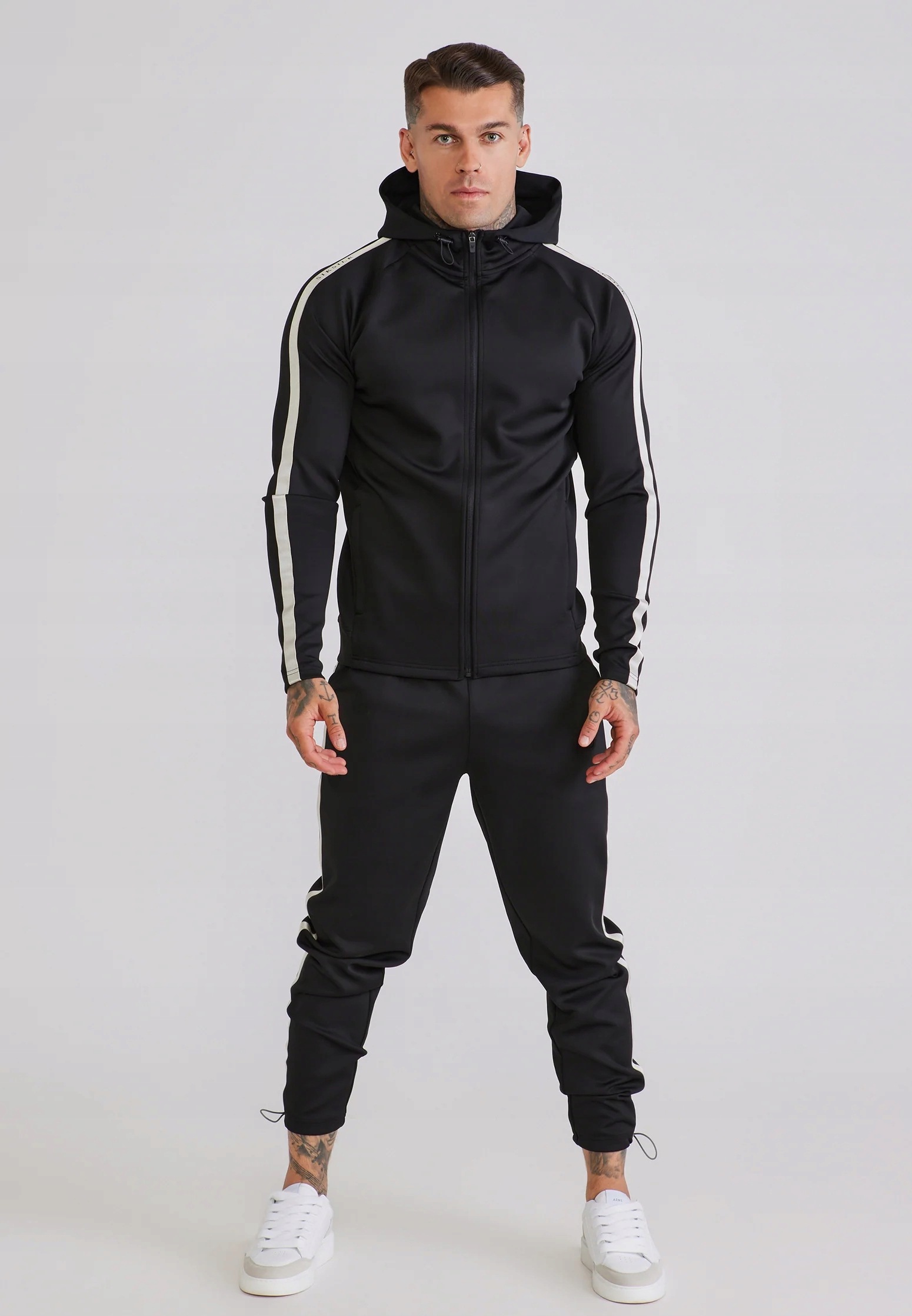 SikSilk Pánská tepláková souprava Hoodie and Joggers SS-29413 tepláky černé XL