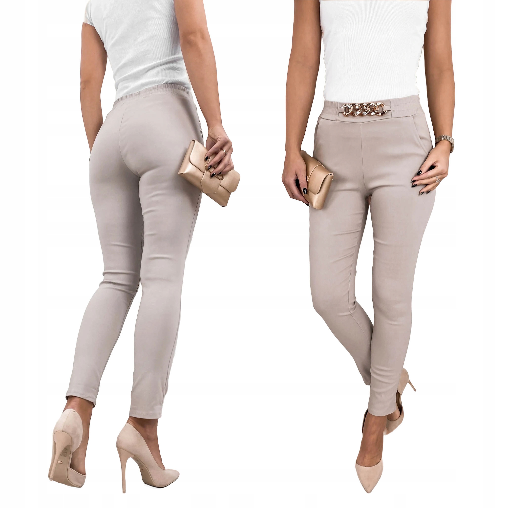 

Modne kobiece Spodnie Beżowe L