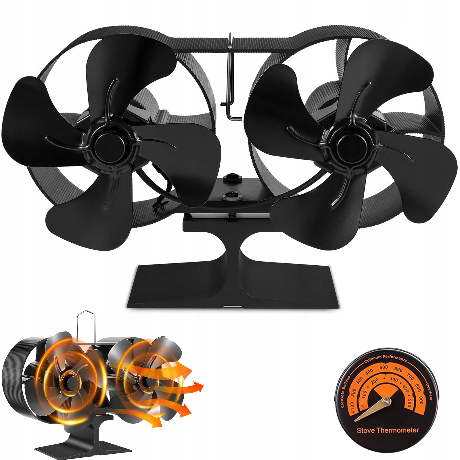 WENTYLATOR KOMINKOWY ZASILANY CIEPŁEM WIATRAK MOC