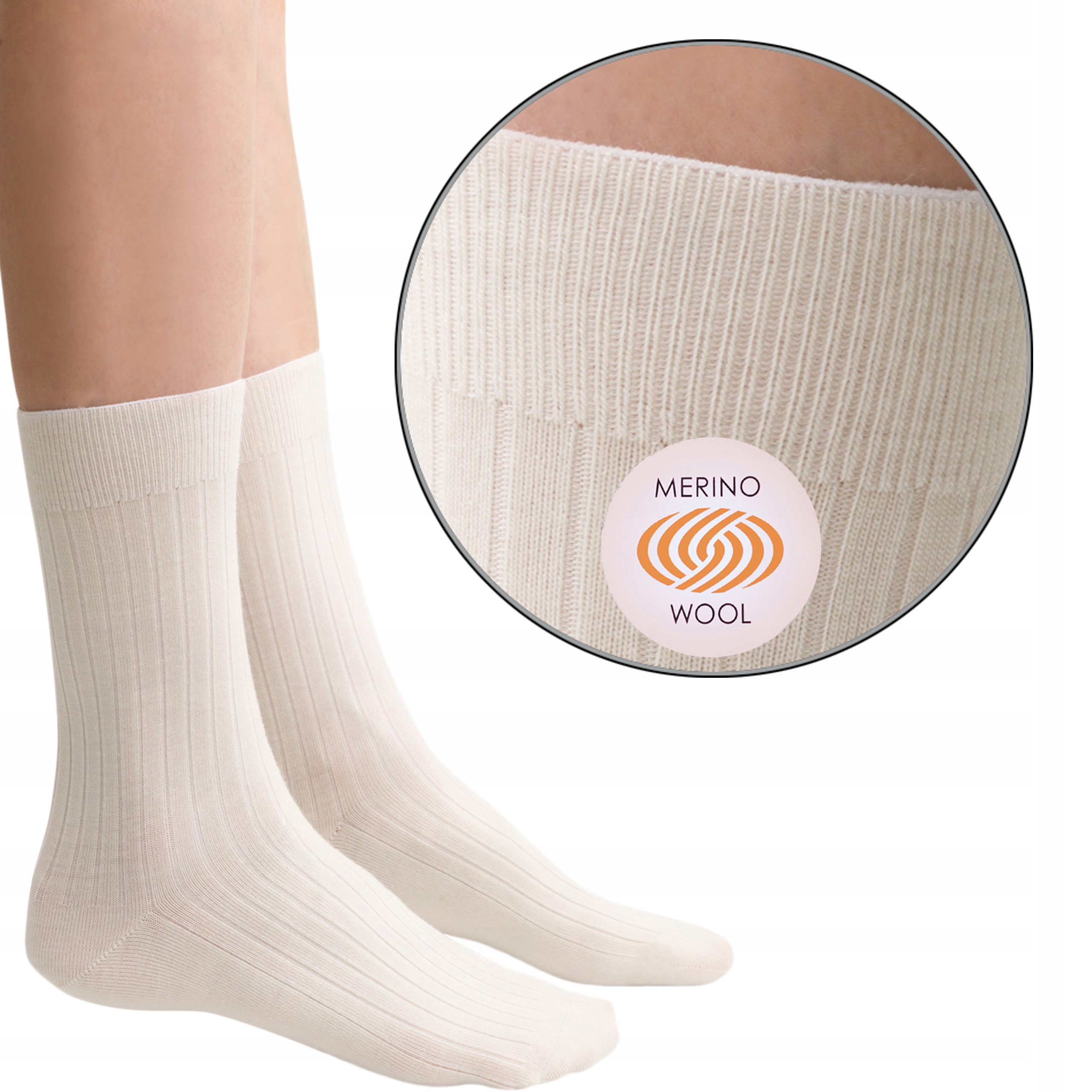 

Steven 130 Skarpety Bezuciskowe Merino Ecru 38-40