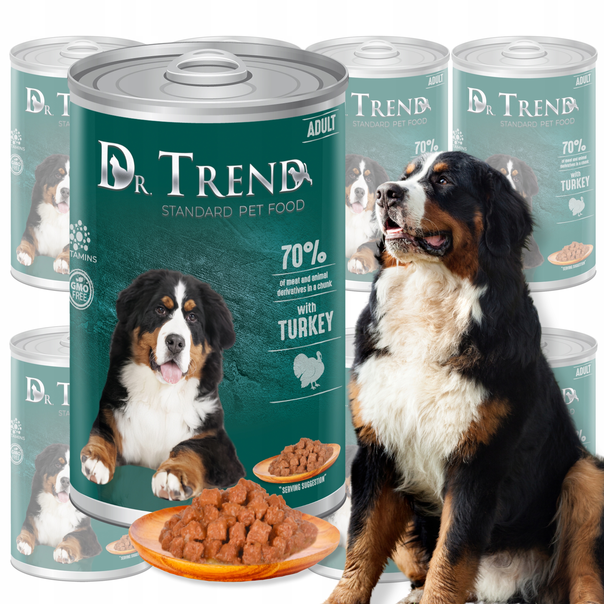 Levně Dr.trend vlhké krmivo pro psy s krůtím masem 70 % 8 x 1250 g