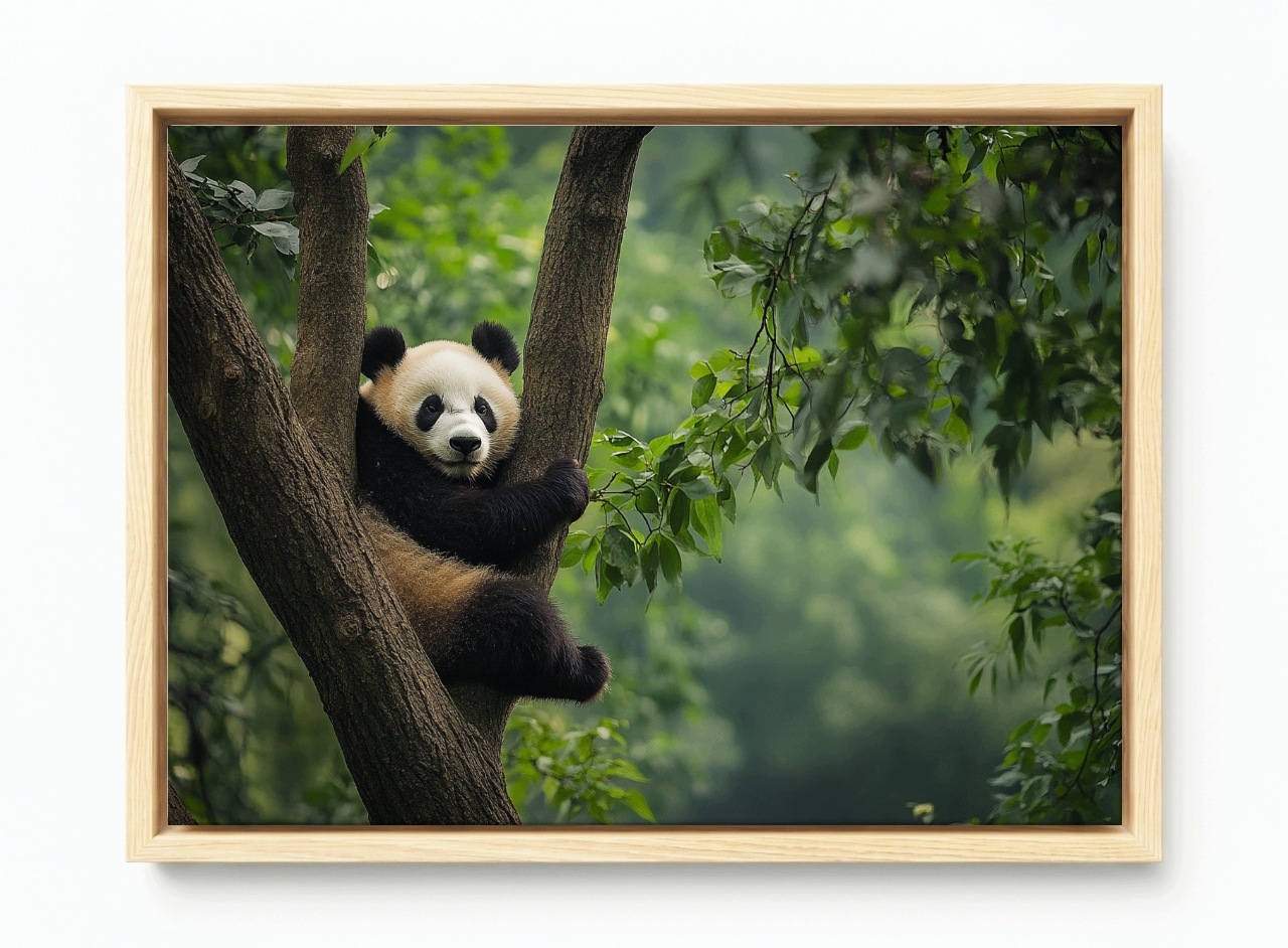 Obraz Rám Americký Box Zvíře Příroda Medvídek Panda Dřevo 60x40