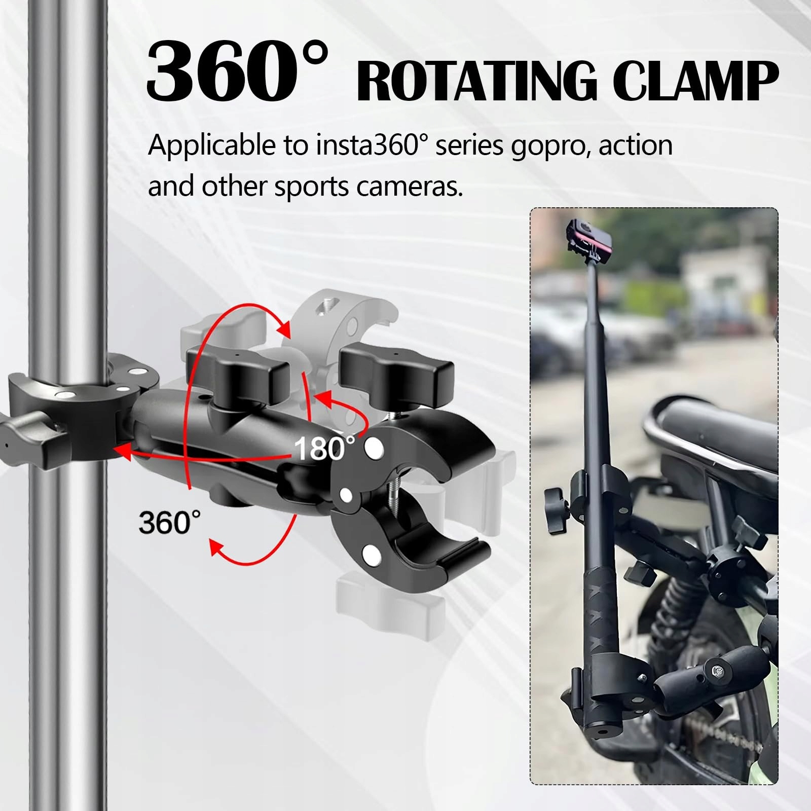Uchwyt Na Kierownicę Do Kamer Sportowych Insta360 GoPro Czarny YSISLYBIN — miniatura 4