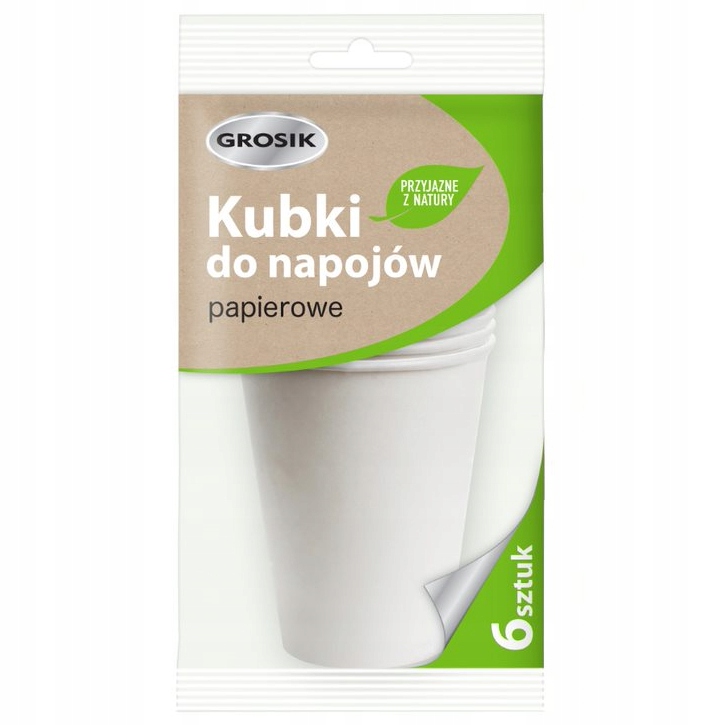 

Grosik Kubki Papierowe Biodegradowalne 250ML 6 Szt