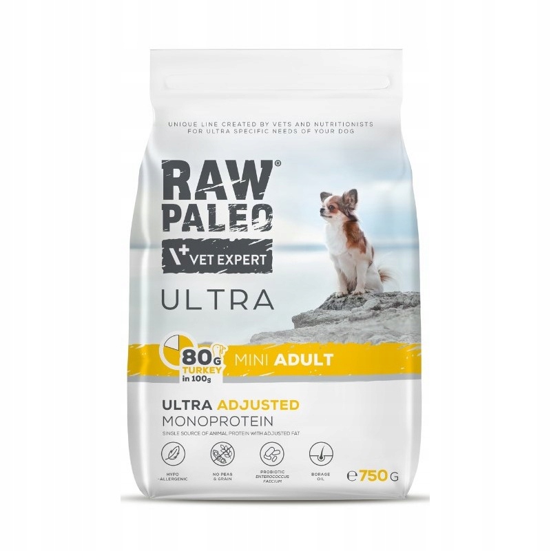 Raw Paleo Ultra suché krmivo pro dospělého psa malého plemene Turecko Krůta 2 kg