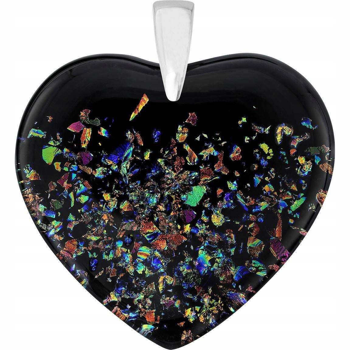 Dámský přívěsek Harf černé sklo murano srdce