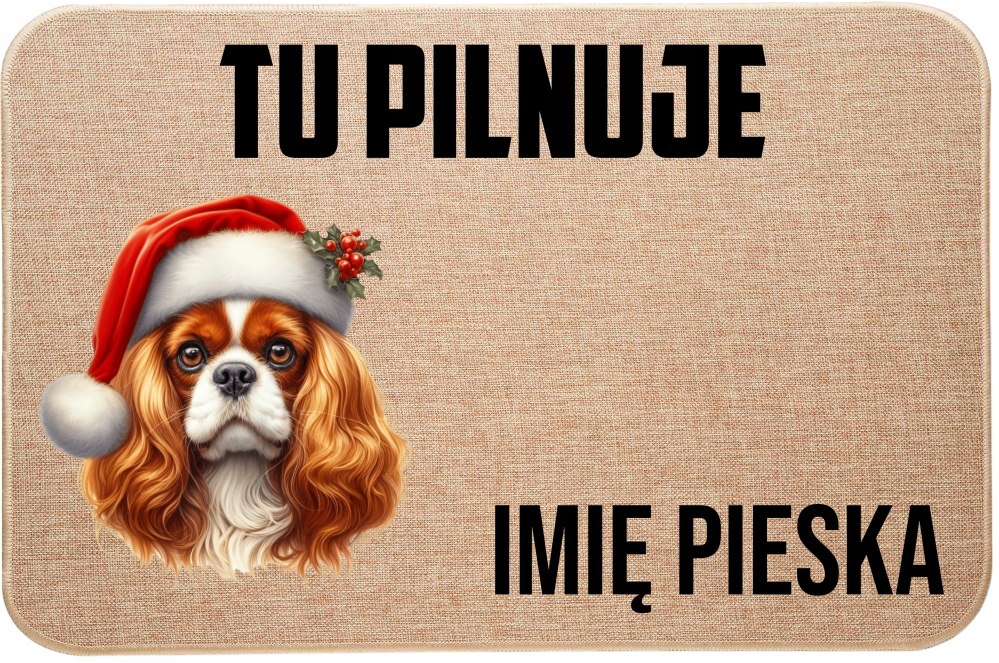 Lněná Vstupní Stěračka Na Vánoce Zde Hlídá Jméno Cavalier