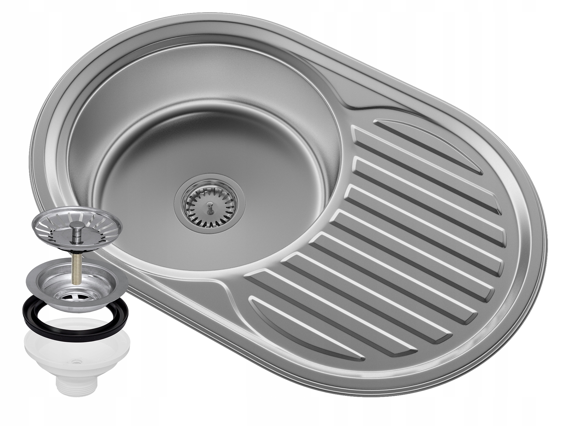 Umývadlo Oceľový Odkvapkávač Okrúhly Satén 1KOM APULIA77