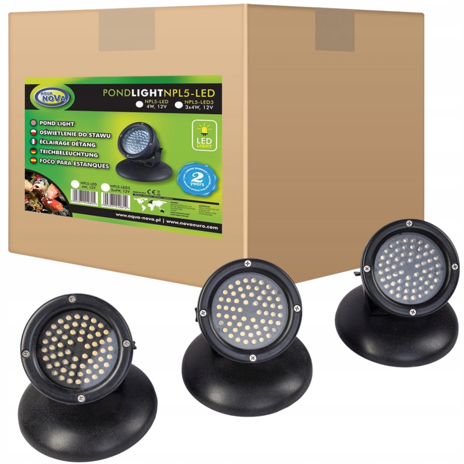 Aqua Nova NPL5-LED3 Lampa LED do Oczka z Czujnikiem Zmierzchu 3x4W 12V