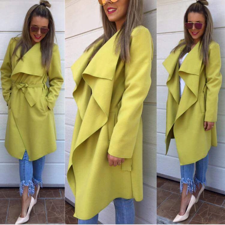 PŁASZCZ FLAUSZOWY WIĄZANY KOPERTOWY ECRU / BEŻ Marka inna