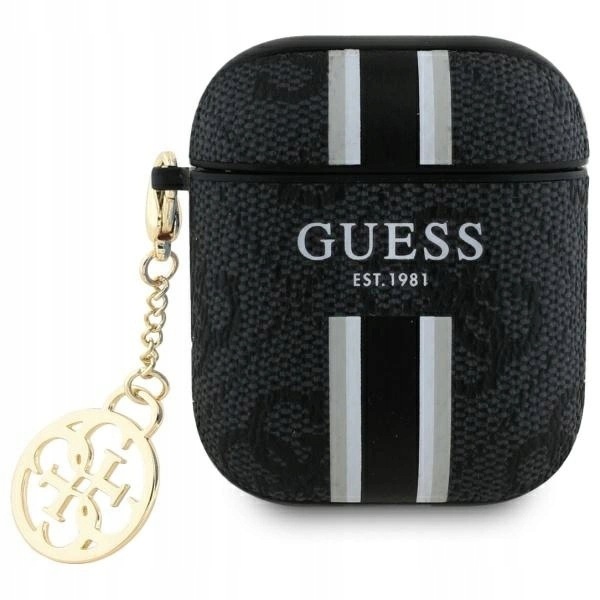 Guess Etui ochronne na AirPods 1/2 4G Printed Stripes Charm czarne
