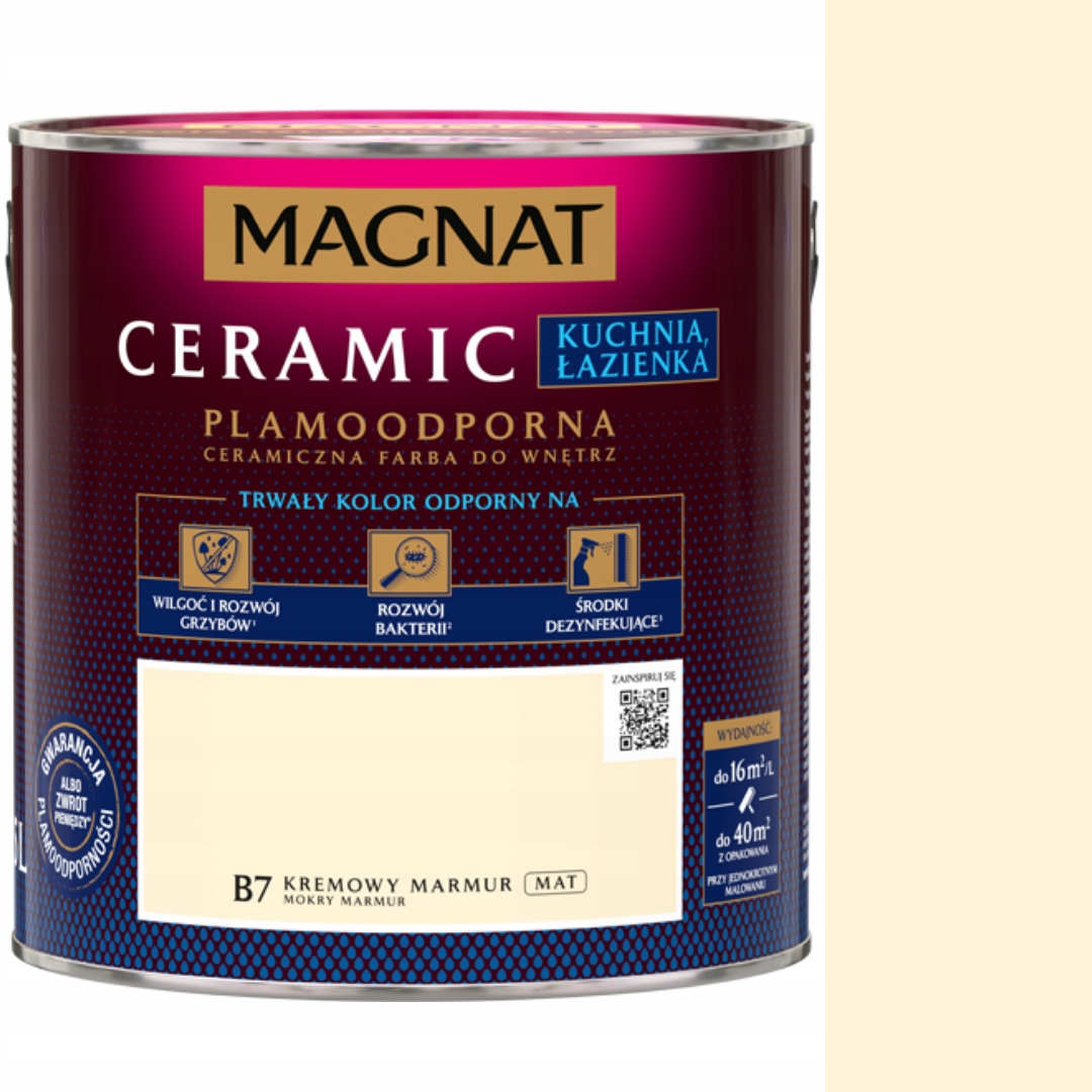 Farba Magnat Ceramic Kuchnia Łazienka 2,5L B7 Kremowy Marmur