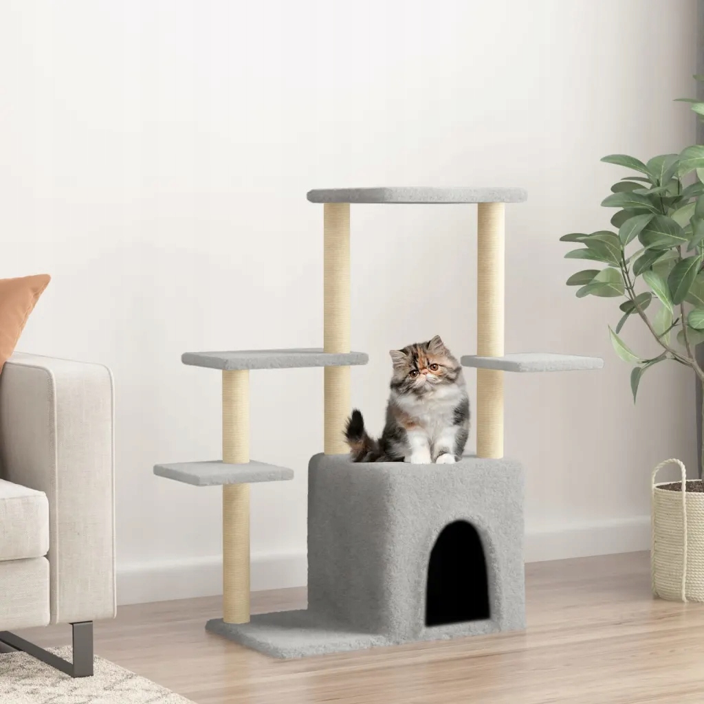 Levně Petrashop Škrabadlo pro kočky se sisalovými sloupky světle šedé 97,5 cm Še
