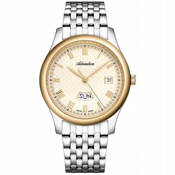 Adriatica pánské hodinky dvoubarevné s římskými číslicemi a datumovkou