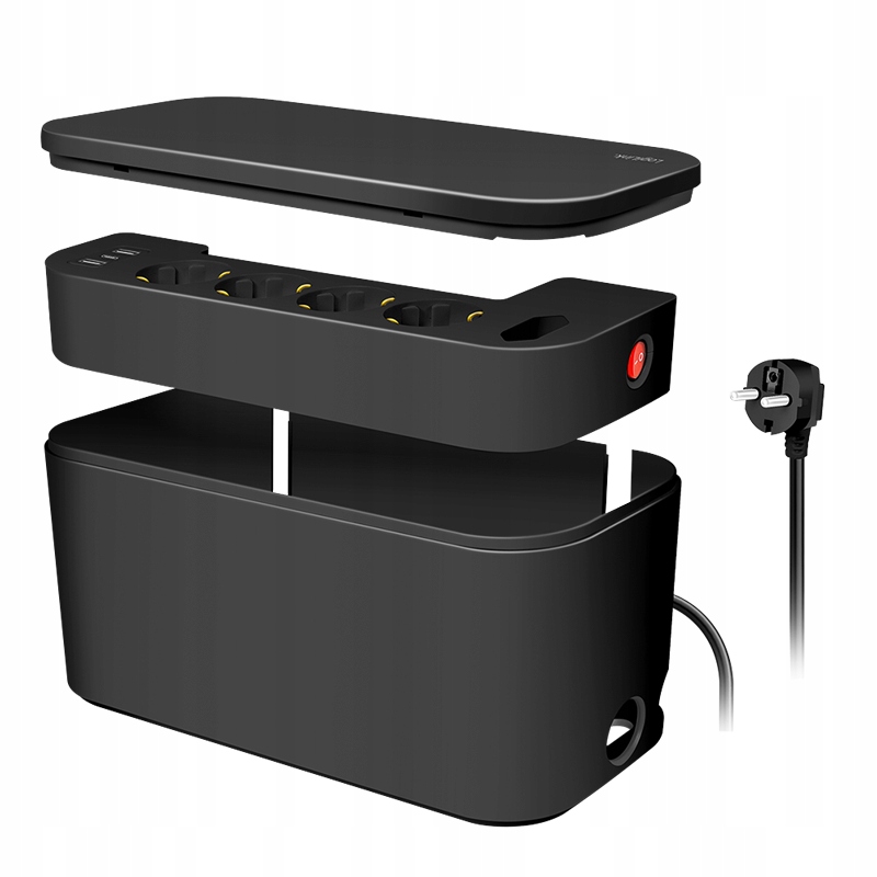 Logilink Zásuvková Lišta Skříňka Na Kabely Organizer 5 Zásuvek 3xUSB Box