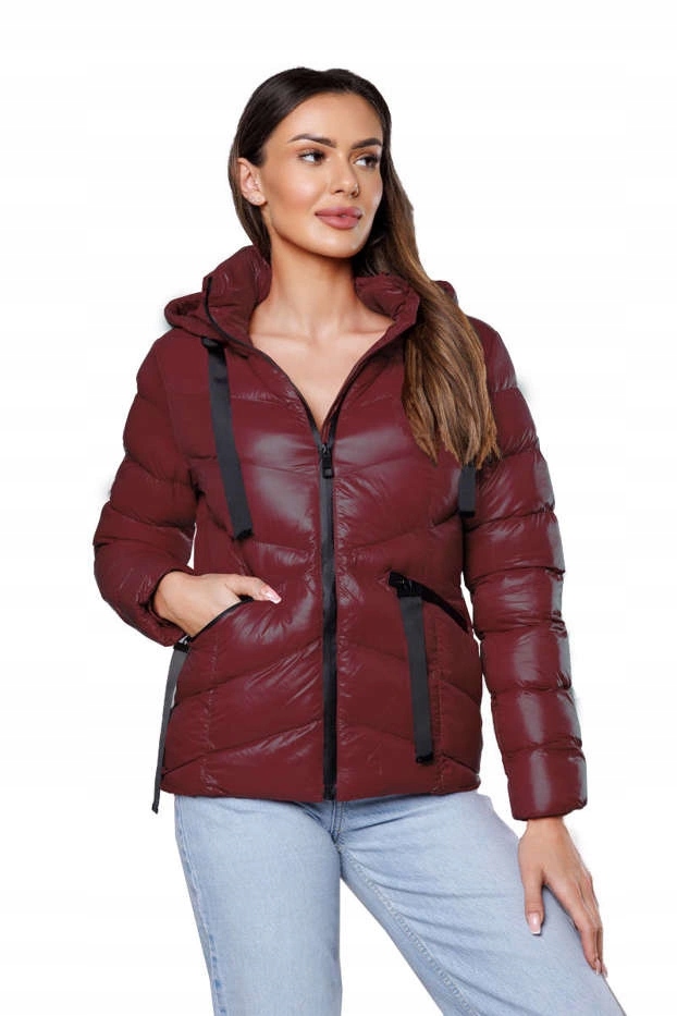 Krátká Zimní Bunda 23066 Třešňová M (38)