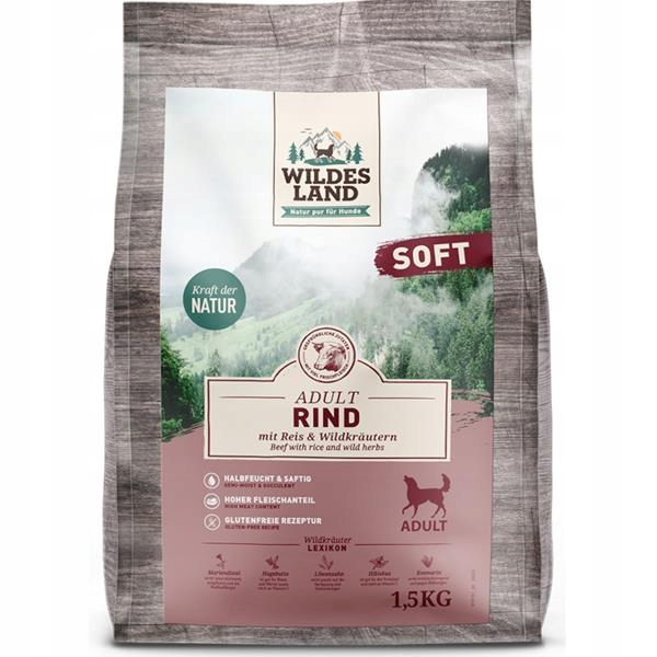 Levně Wildes Land Dog Soft Adult Beef & Rice 1,5 kg