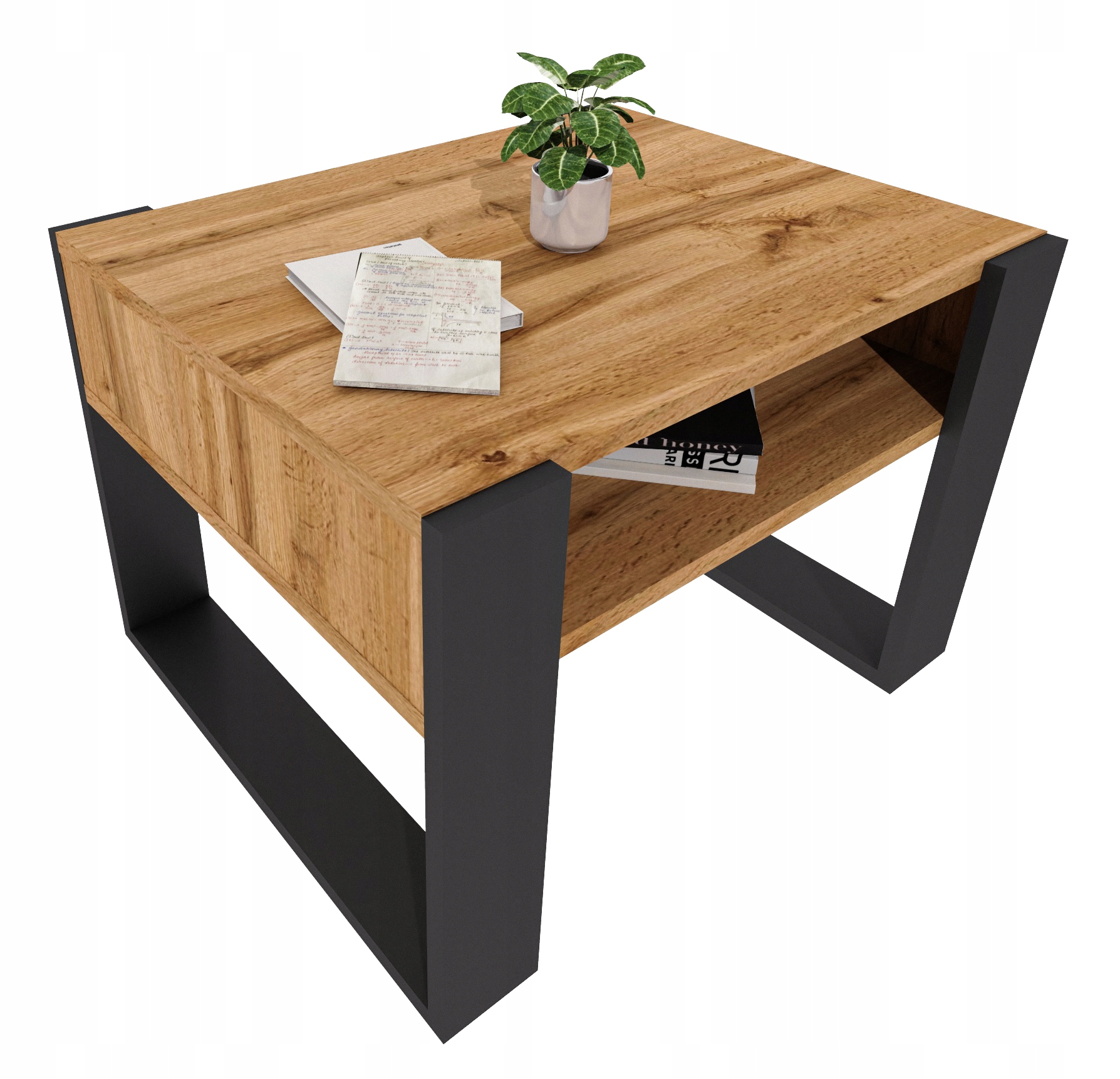 Konferenční stolek Karo 65 cm Dub Wotan/Černý loft 65x53,6x45