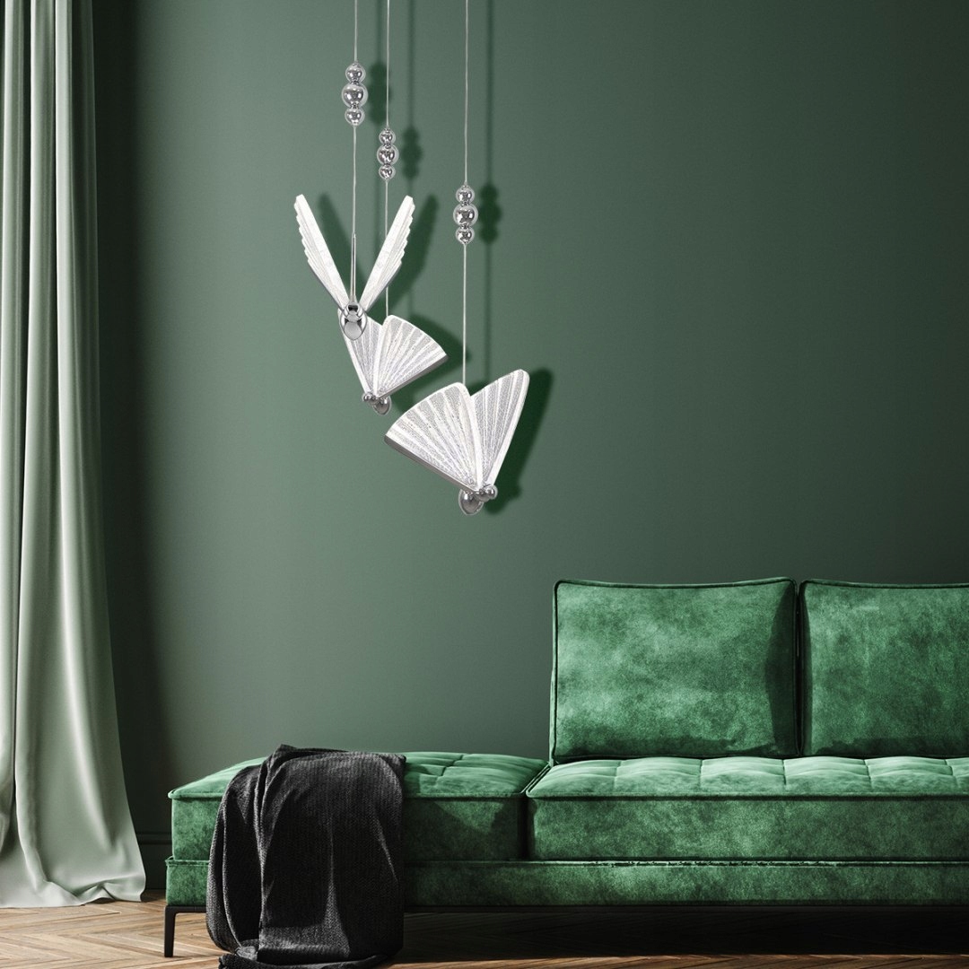 Light Prestige Lampa wisząca Mariposa 3 srebrna Led Cct