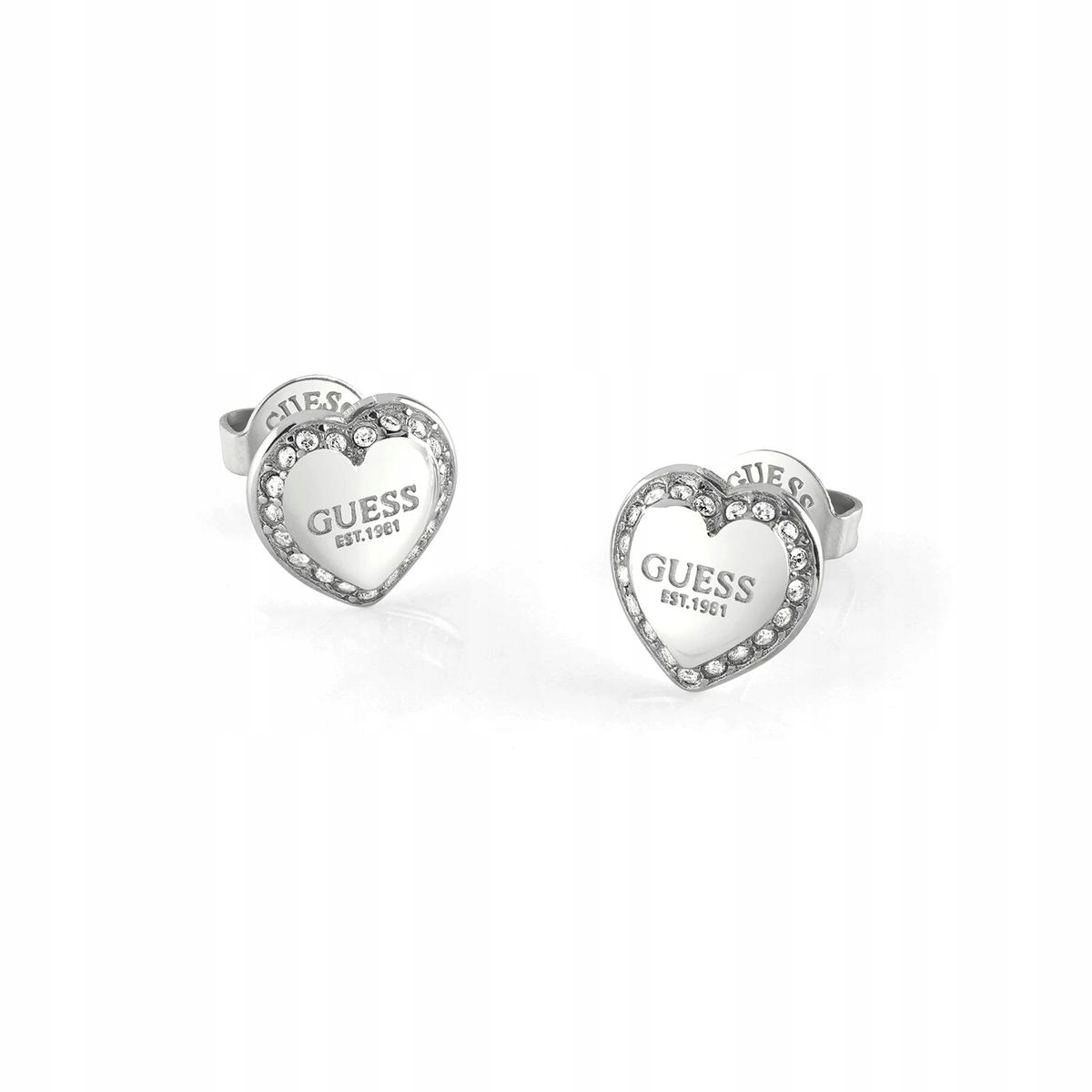Šperky Guess náušnice stříbrná srdce křišťály