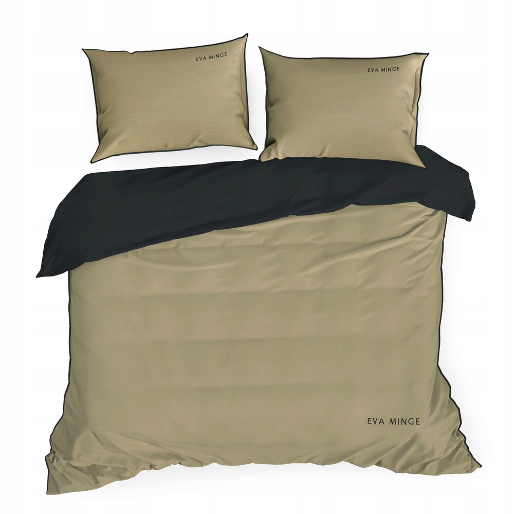 Posteľná Bielizeň Eva 160x200 Eva Minge Eurofirany béžová čierna s výšivkou loga