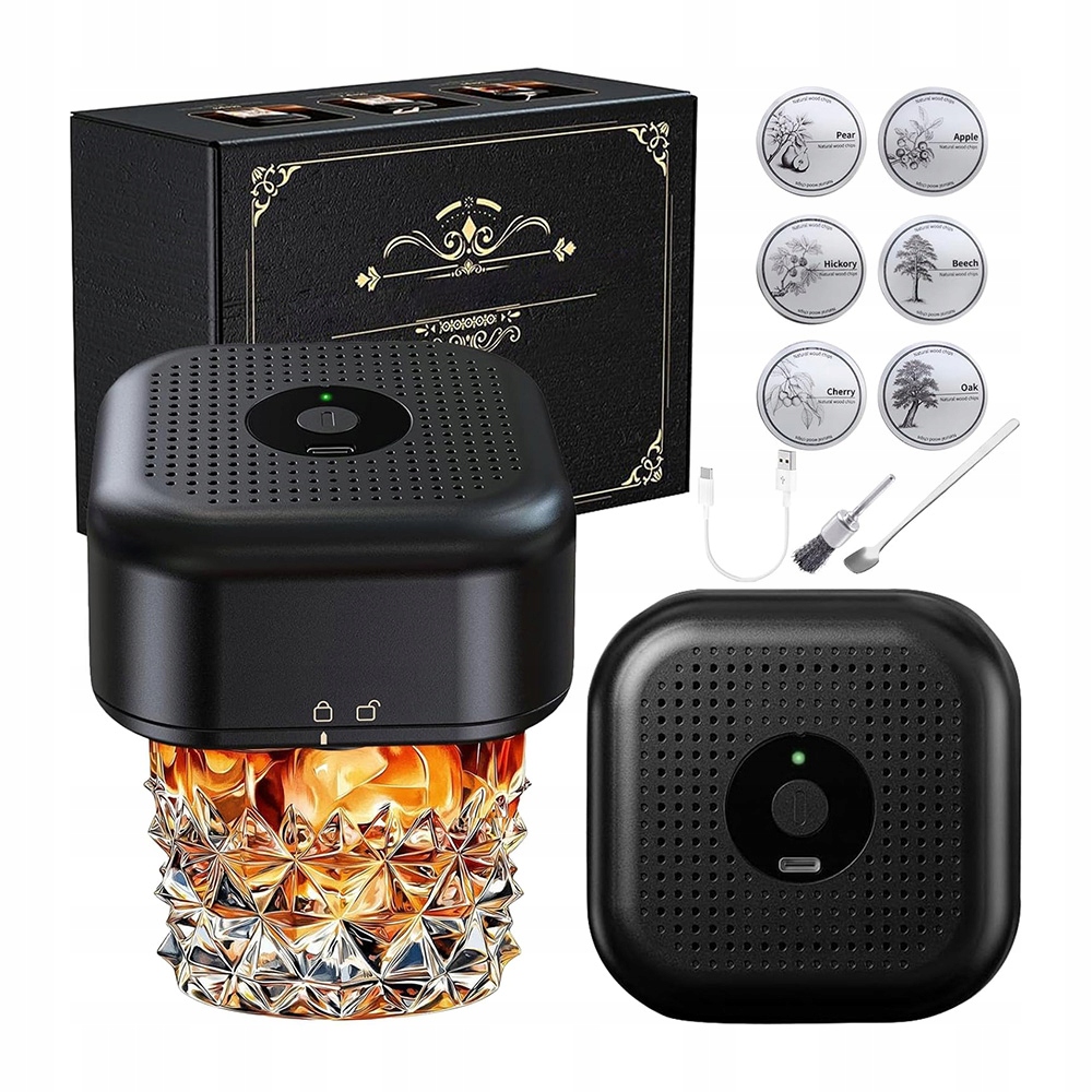 Elektrický udírna na whisky Cocktail Smoker Usb 6 aromat Dárek