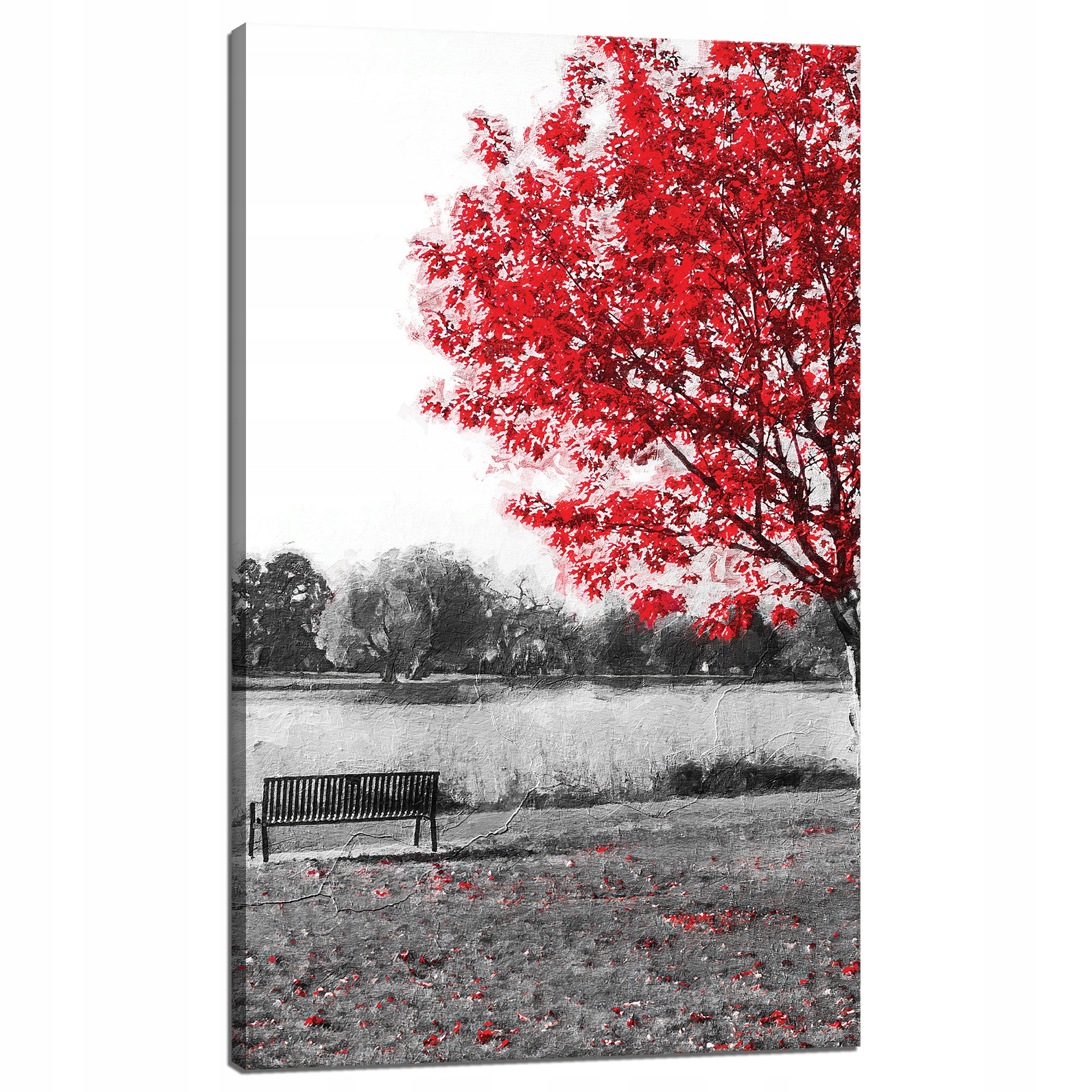 Obraz na plátně Šedá Červená Listy Kontrast 60x100 cm