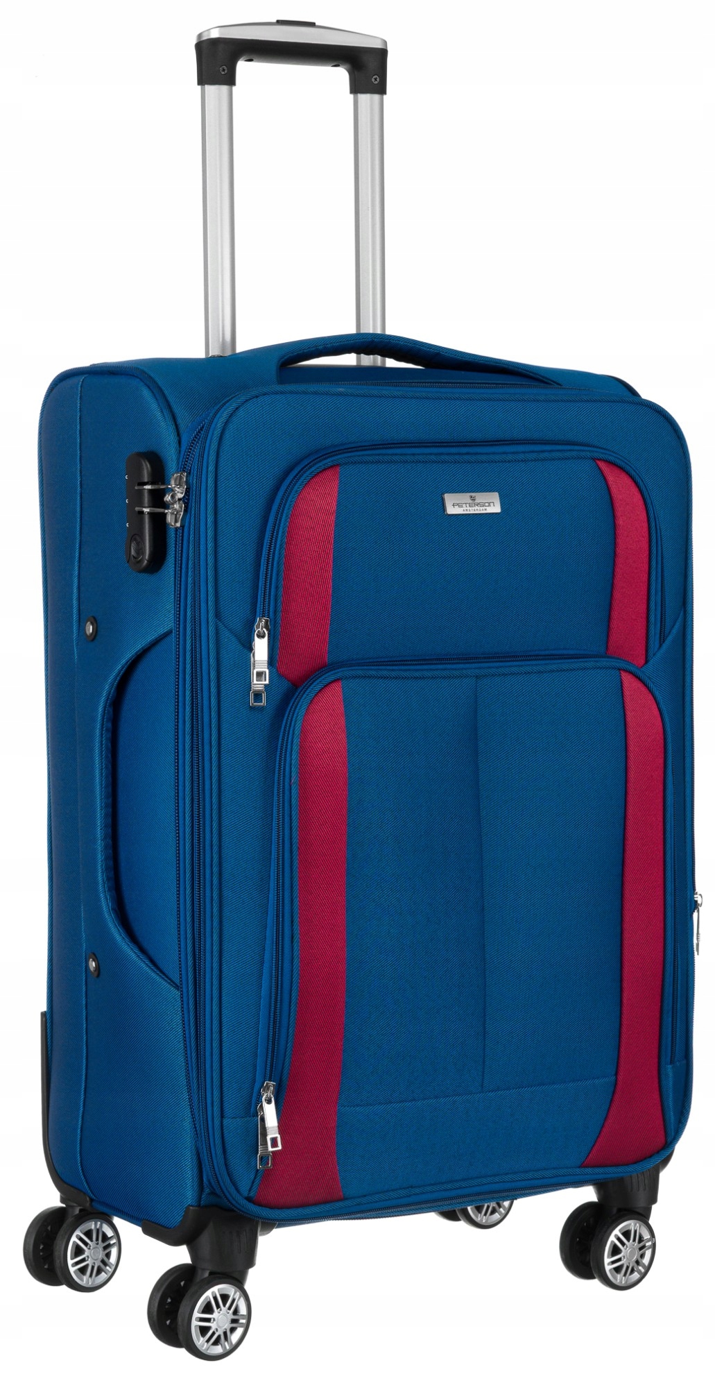 Cestovní kufr na kolečkách měkký s kapsami, malý, prostorný Peterson