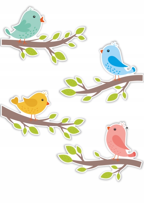 

Dekoracja na okna Ptaszki na gałązkach -dwustronna