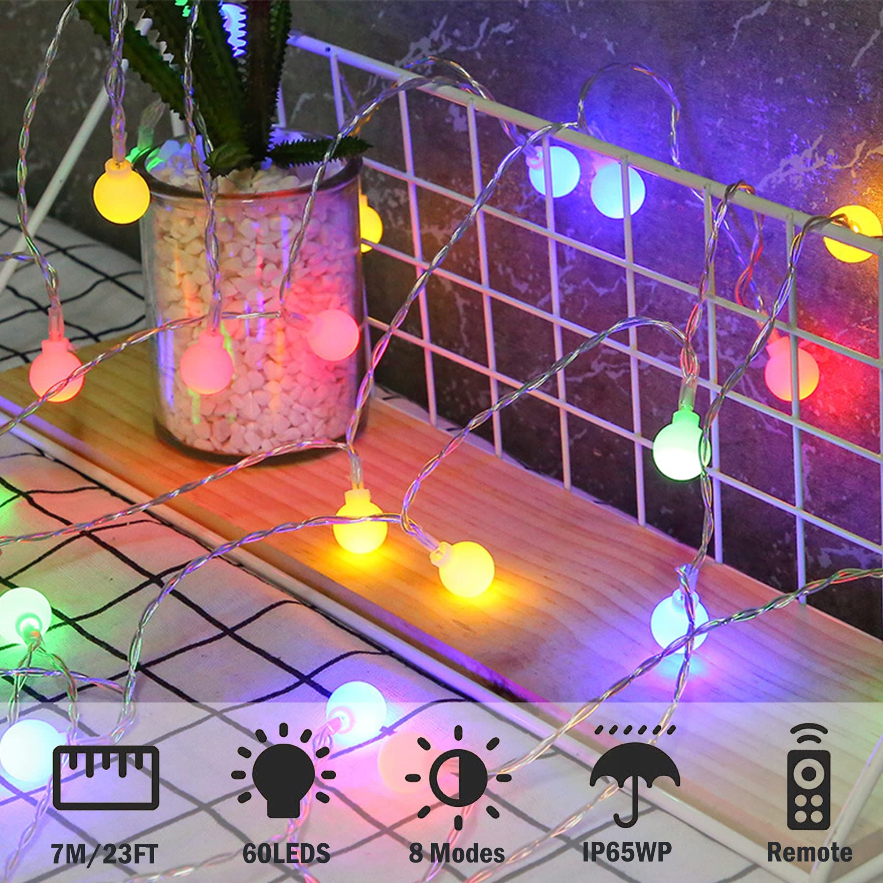 Globe Wodoodporne Lampki Kule Girlanda Świąteczna 60 Led 7M Boże Narodzenie — miniatura 3